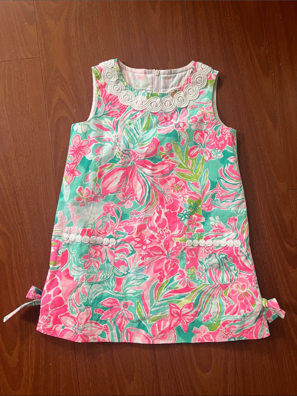 Lilly Pulitzer Pink & Mint Floral Shift Dress toddler 3T